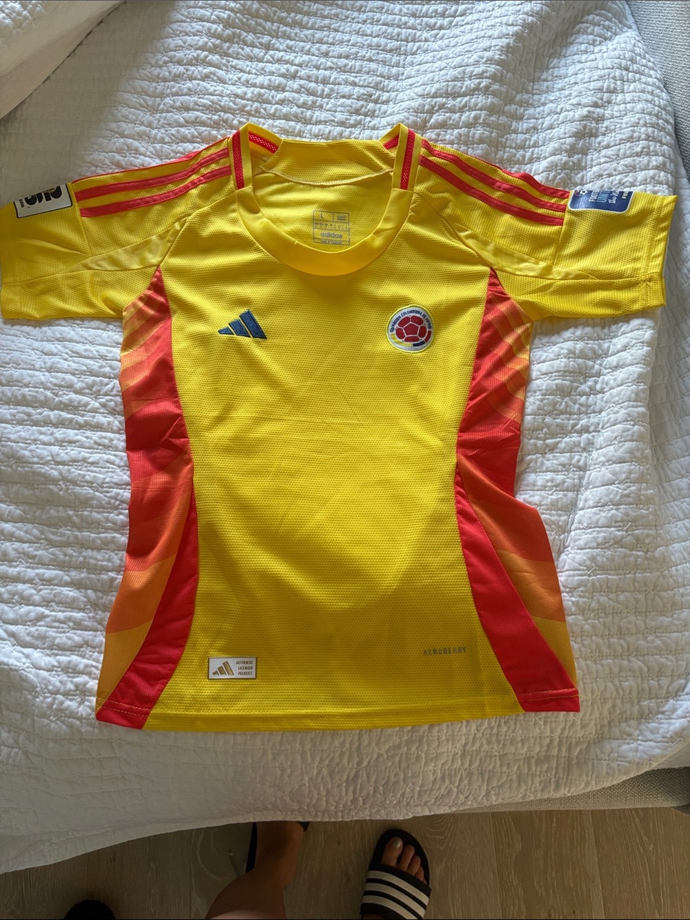 adidas Yellow and Red Kids Colombia Soccer Jersey